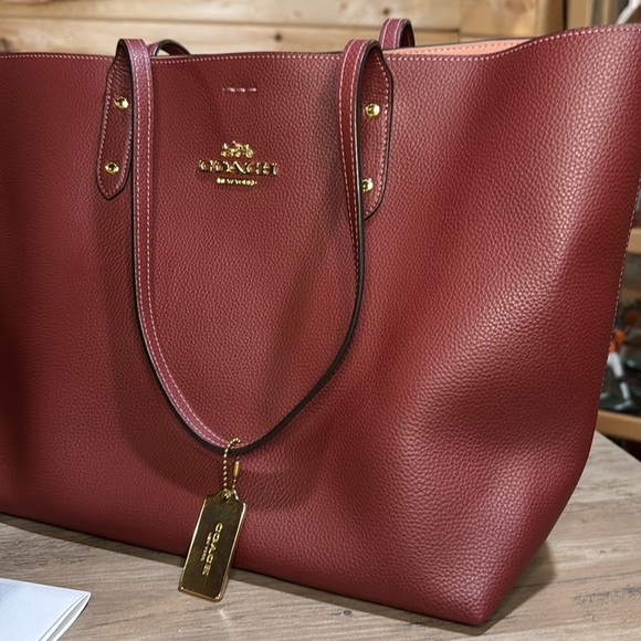 Coach (72673) Reversible Burgundy/Pink Pebbled Leather Town Tote Bag W/COA - Picture 10 of 17